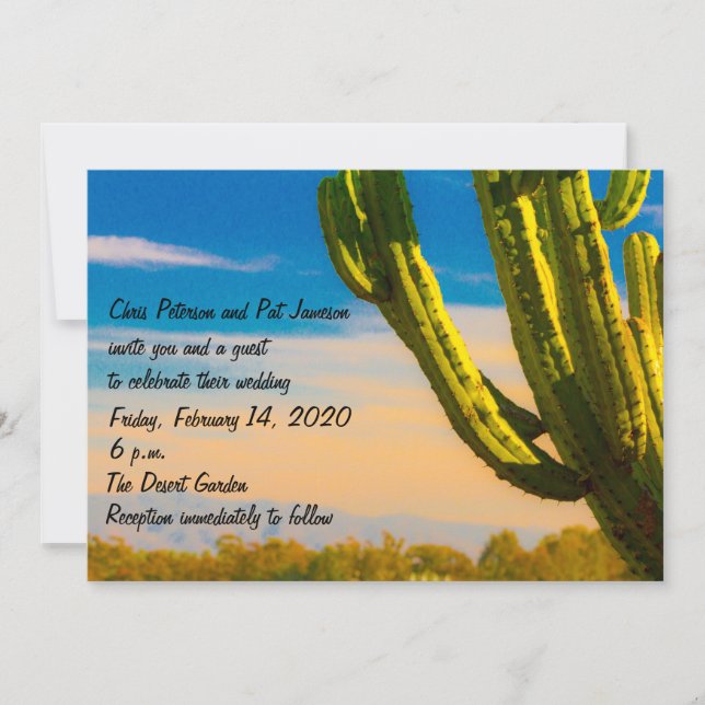Colourful Saguaro Cactus Desert Wedding Invitation (Front)