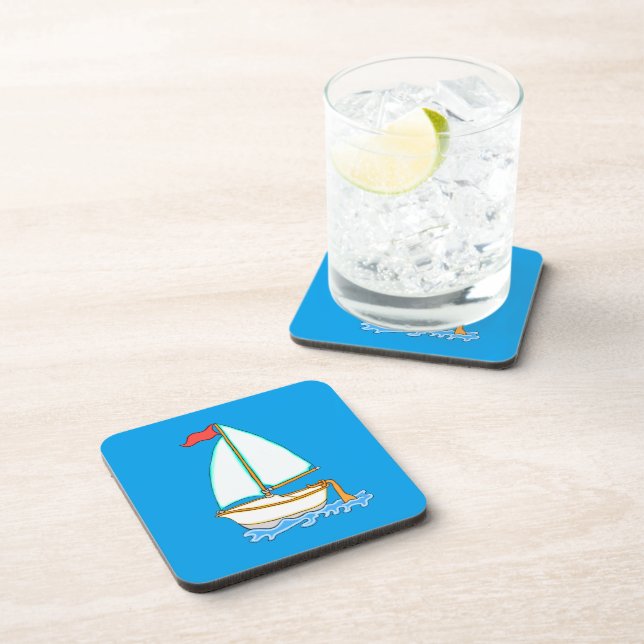 Colourful Sailboat 1 Coaster Set (Right Side)