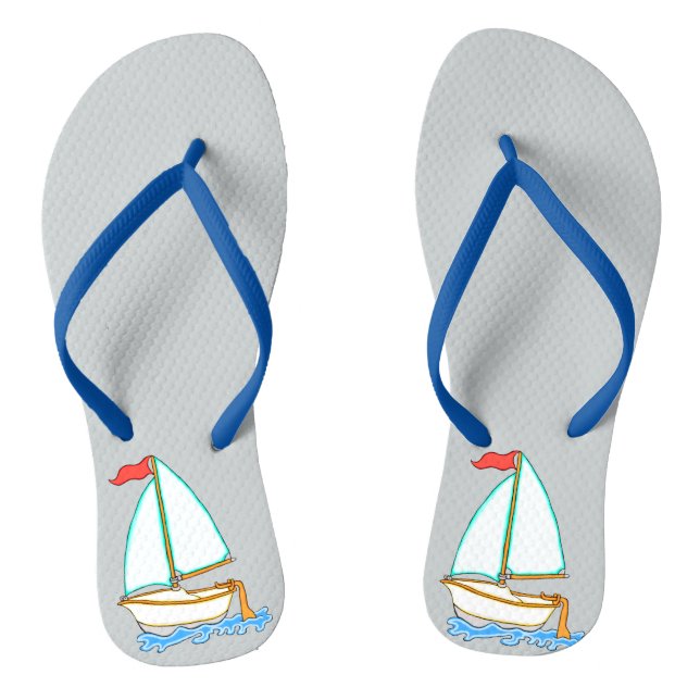 Colourful Sailboat 1 Flip Flops (Footbed)