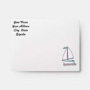 Colourful Sailboat 4 Note Card Envelope