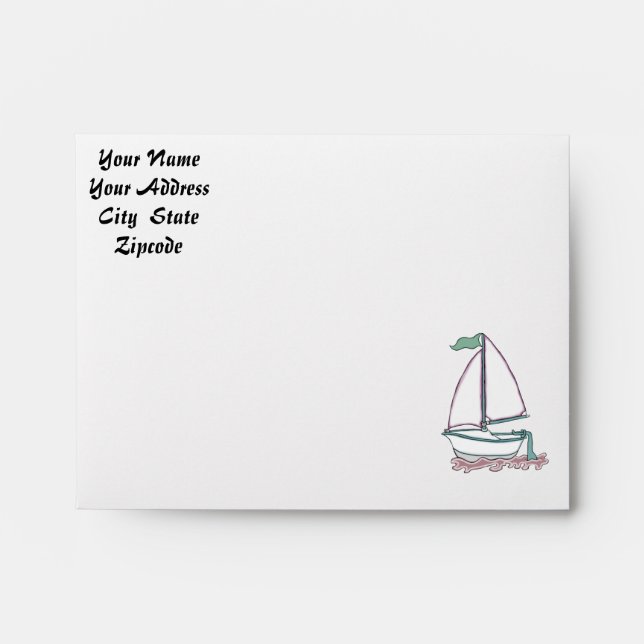 Colourful Sailboat 4 Note Card Envelope (Front)