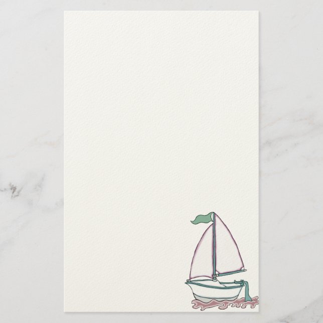 Colourful Sailboat 4 Stationery (Front)