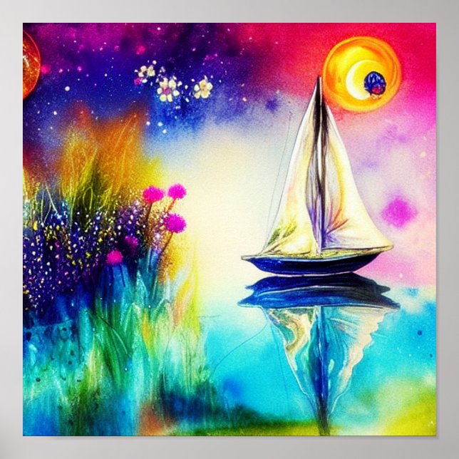 Colourful sailboat   poster (Front)
