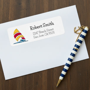 Colourful Sailboat Return Address Labels