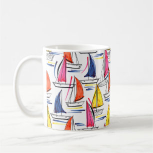 Colourful Sailboat Sailing Summer Nautical Pattern Coffee Mug