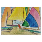 Colourful Sailboats On Beach Cutting Board