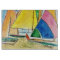Colourful Sailboats On Beach Cutting Board