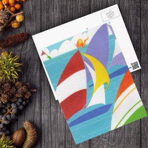 Colourful Sailboats Postcard