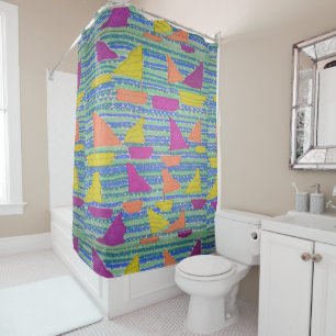 Colourful Sailboats Shower Curtain