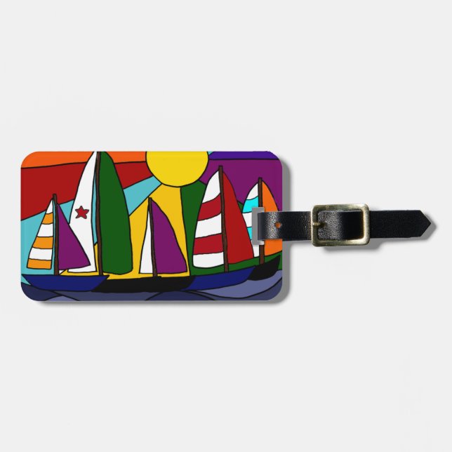 Colourful Sailing Rainbow Art  Design Luggage Tag (Front Horizontal)