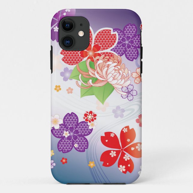 Colourful Sakura and Dahlia Kimono :: Case-Mate iPhone Case (Back)