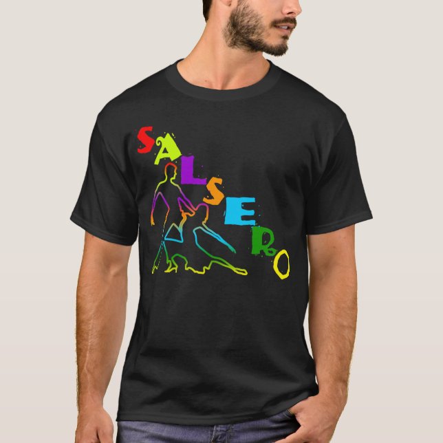 Colourful SALSERO T-Shirt with dancing couple (Front)