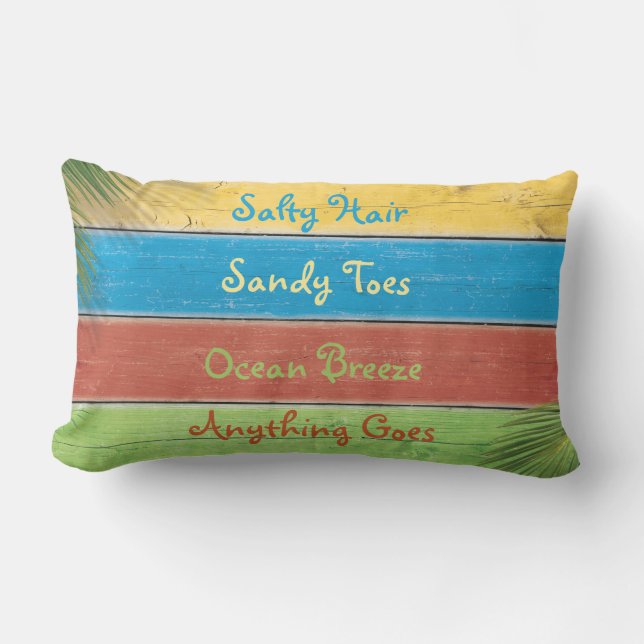 Colourful Salty Hair Sandy Toes Outdoor Pillow (Front)