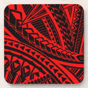 Colourful Samoan tattoo patterns Coaster