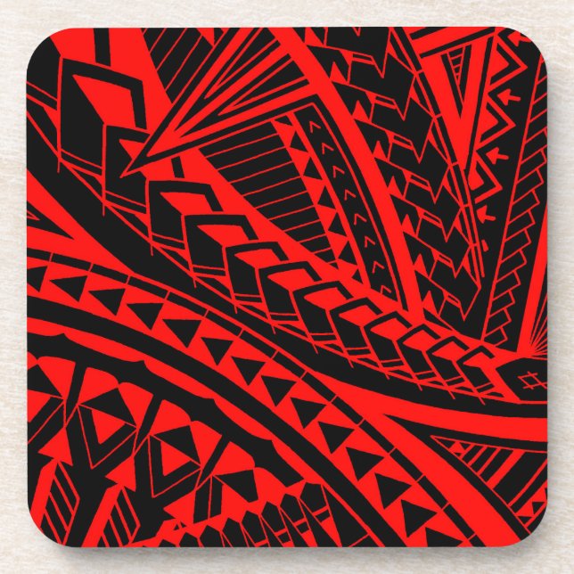 Colourful Samoan tattoo patterns Coaster (Front)