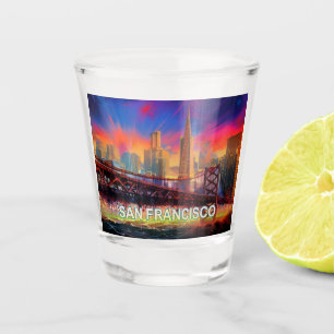 Colourful San Francisco Skyline Abstract Art Shot Glass
