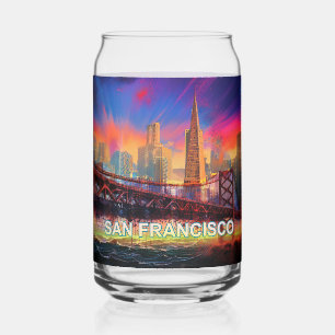 Colourful San Francisco Skyline Can Glass