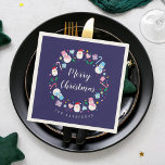 Colourful Santa Claus Snowman Candy Cane Christmas Napkin<br><div class="desc">Wishing you and your family a warm and cosy festive Merry Christmas!</div>