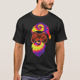 Colourful Santa Claus Tie Dye Gamer, Merry Christm T-Shirt