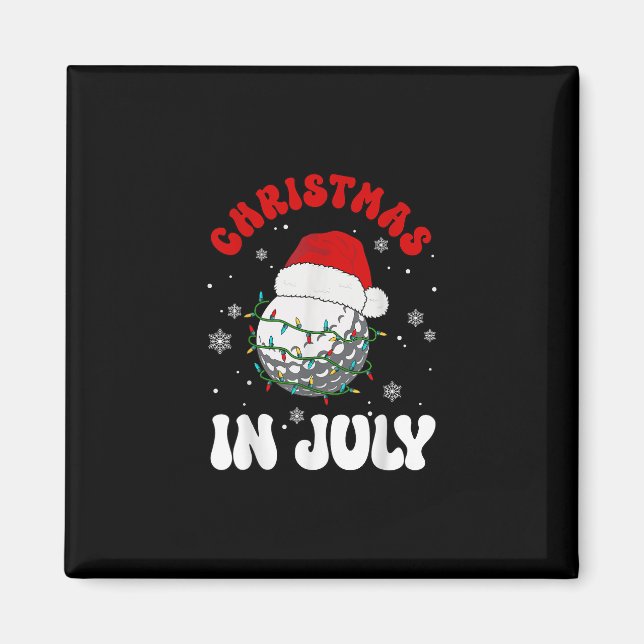 Colourful Santa Hat Lights Funny Golf Lover Christ Magnet (Front)
