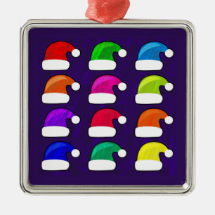 Colourful Santa Hats Metal Tree Decoration