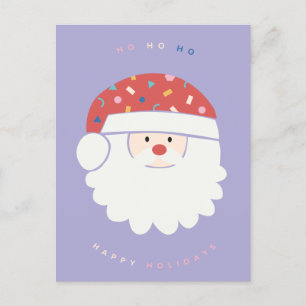 Colourful Santa Ho Ho Ho Illustrated Christmas Holiday Postcard