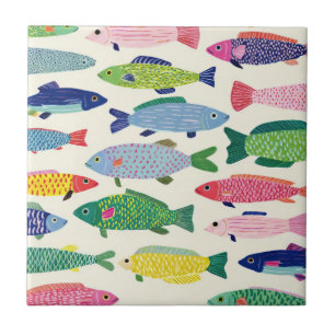 Colourful Sardines Seamless Pattern (1) Ceramic Tile