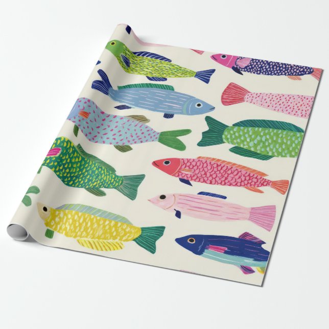 Colourful Sardines Seamless Pattern (1) Wrapping Paper (Unrolled)
