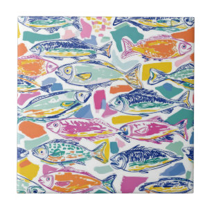 Colourful Sardines Seamless Pattern (2) Ceramic Tile