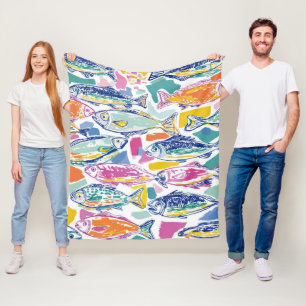 Colourful Sardines Seamless Pattern (2) Fleece Blanket