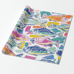 Colourful Sardines Seamless Pattern (2) Wrapping Paper