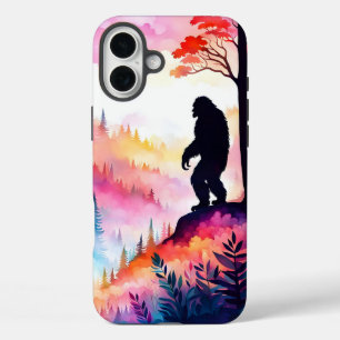 Colourful Sasquatch on Ridge overlooking the fores iPhone 16 Plus Case