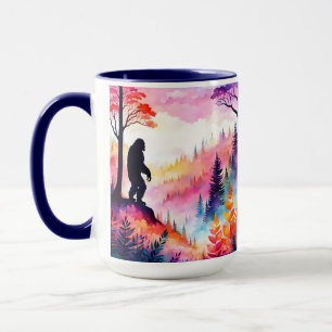 Colourful Sasquatch on Ridge overlooking the fores Mug