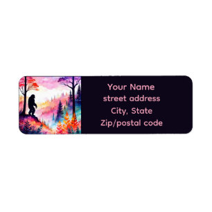 Colourful Sasquatch on Ridge overlooking the fores Return Address Label