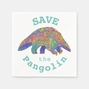 Colourful Save Pangolin Endangered Animal Green  Napkin