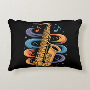 Colourful Saxophone Music Flow Jazz Instrument Decorative Cushion