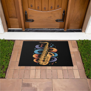 Colourful Saxophone Music Flow Jazz Instrument Doormat