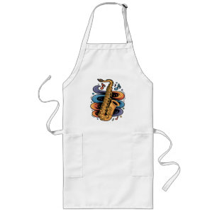 Colourful Saxophone Music Flow Jazz Instrument Long Apron