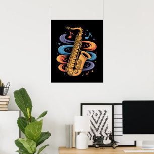Colourful Saxophone Music Flow Jazz Instrument Poster