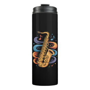 Colourful Saxophone Music Flow Jazz Instrument Thermal Tumbler