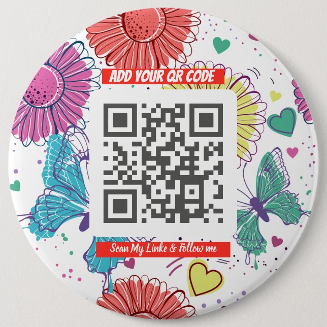 Colourful Scan Me QR 6 Cm Round Badge (Front)