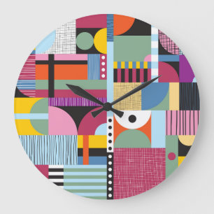 Colourful Scandinavian: Cheerful Pattern Mix. Large Clock