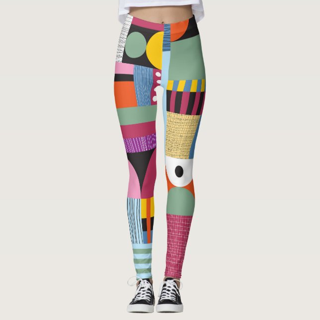 Colourful Scandinavian: Cheerful Pattern Mix. Leggings (Front)
