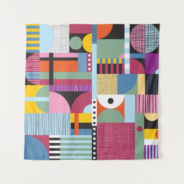 Colourful Scandinavian: Cheerful Pattern Mix. Tapestry (Front)