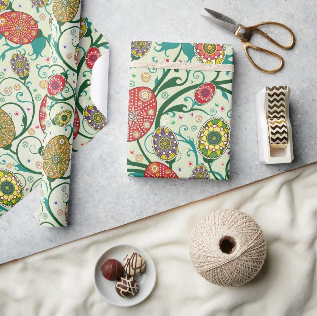 Colourful Scandinavian Easter Eggs Wrapping Paper (Crafts)