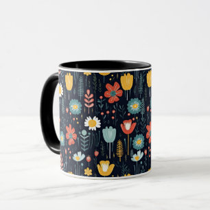 Colourful Scandinavian Folk Art Floral Mug