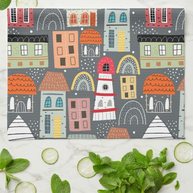 Colourful Scandinavian Patterns Home Tea Towel (Folded)
