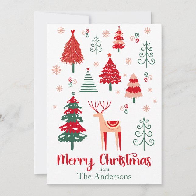 Colourful Scandinavian Scenery Festive Christmas Holiday Card (Front)