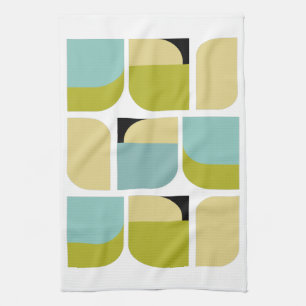 Colourful Scandinavian Turquoise Yellow Geometric Tea Towel