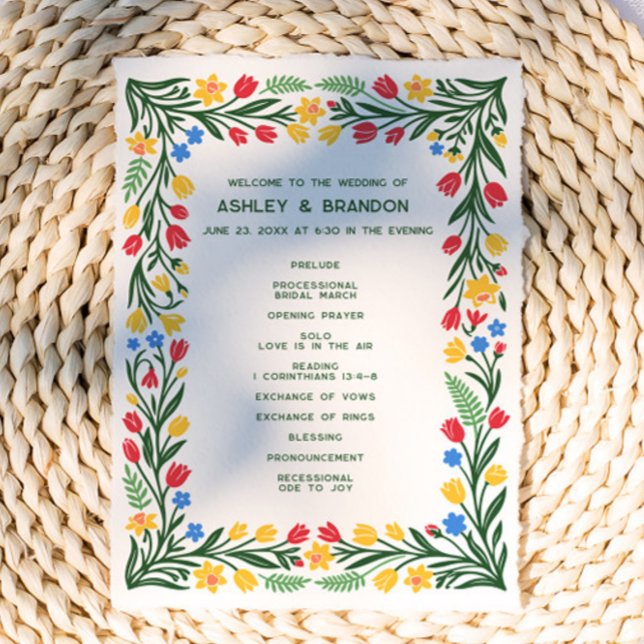 Colourful Scandinavian Wildflower Floral Wedding Program (Creator Uploaded)